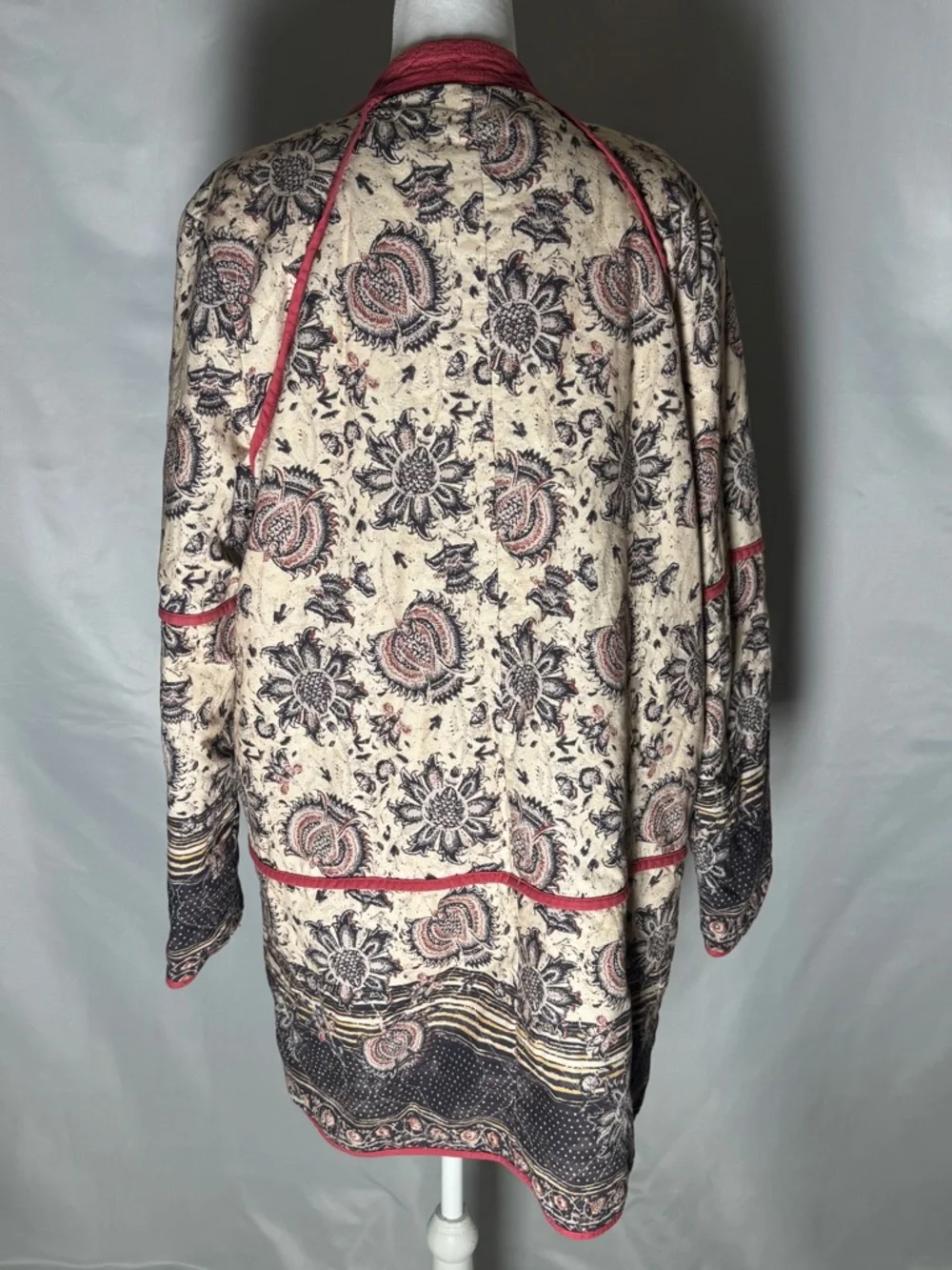 Free People Cream and Paisley Floral Quilted Reversible Denim Jacket - Picture 4 of 9